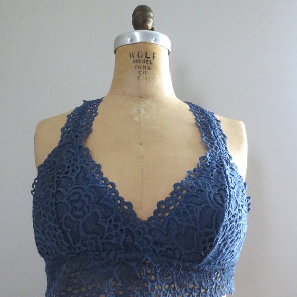 Altar'd State Tops - Altard State Whimsical Intimates Blue Lace Halter Crop Top - NWOT